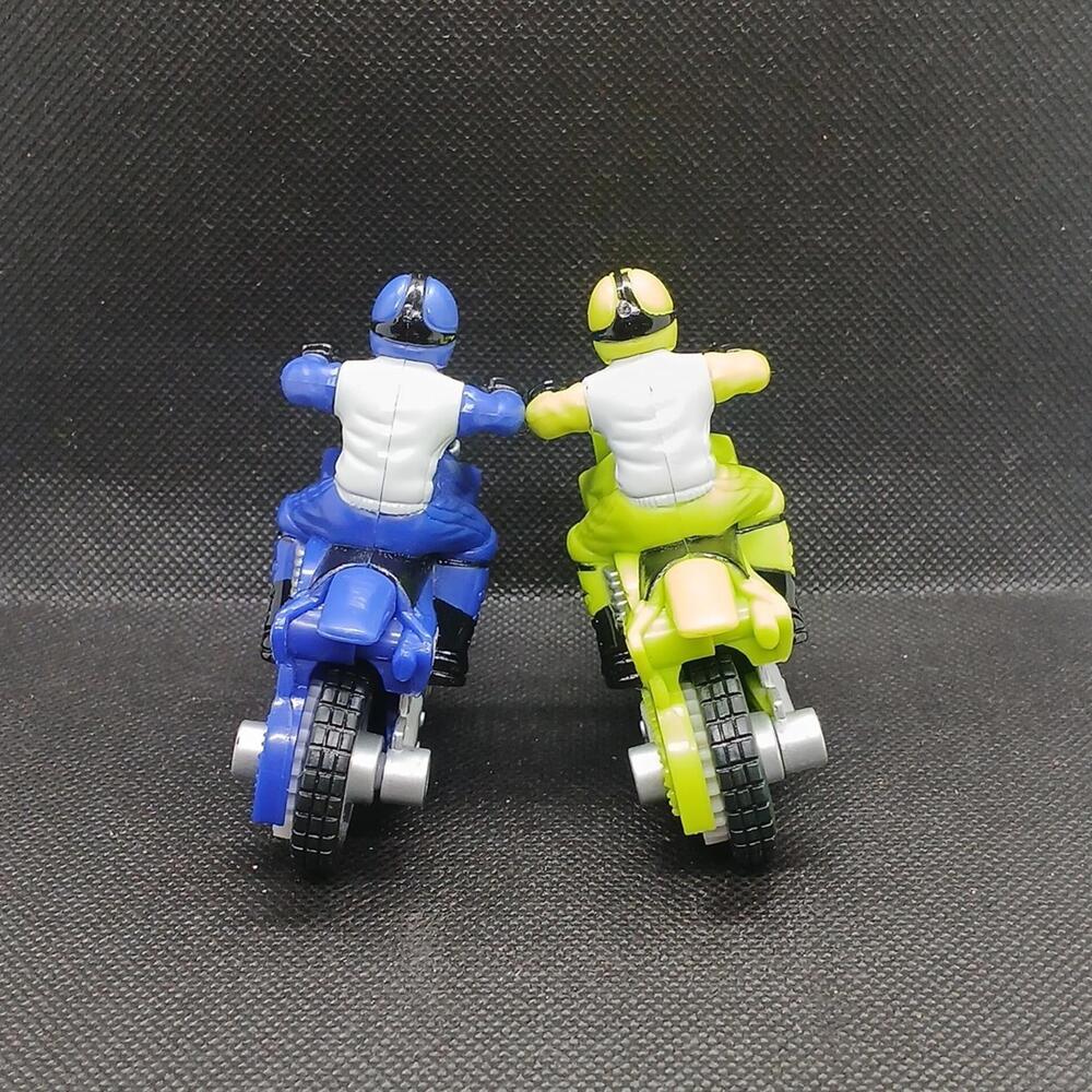 Lot of 2 Hot Wheels Friction Motorcycle Racers, Blue & Yellow - Picture 6 of 6